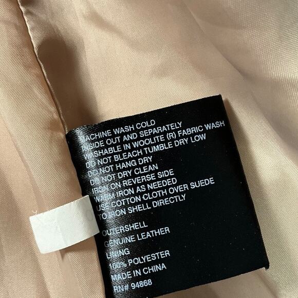 Bernardo Tan Genuine Leather Button Coat L Lined Pockets Classic Minimalist - Picture 8 of 15